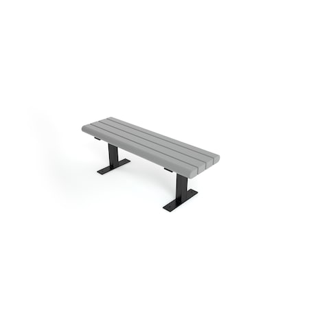 Frog Furnishings Gray 4' Creedside Bench Surface Mount w/ Black Frame PB 4GRACRK